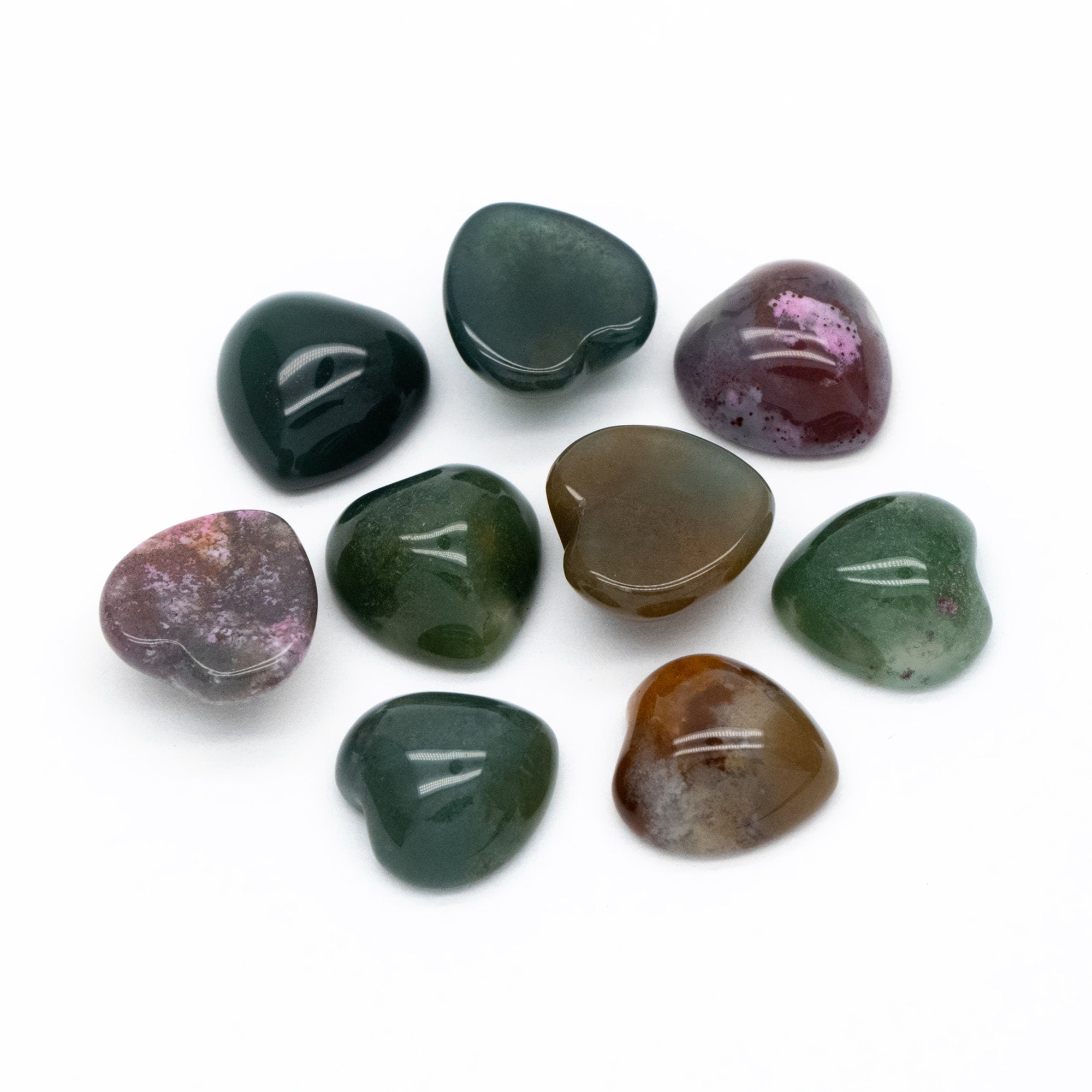 10pcs Heart Gemstone Cabochon for Jewelry Making, 10mm Heart Flatback Cabs Wholesale (No Hole) (TR-065)